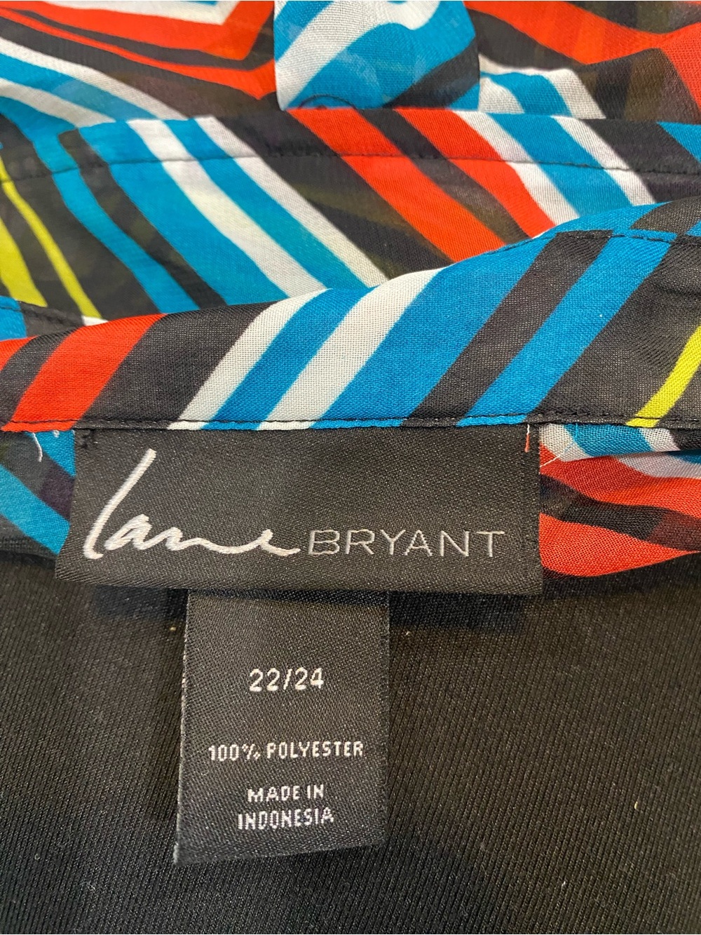 Lane Bryant Multicolor Striped Blouse - Blue, Red, Black, Yellow, White